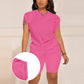 📢📢50% OFF !! ⏰Women's Crew Neck T-Shirt & Fitting Shorts Set