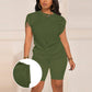 📢📢50% OFF !! ⏰Women's Crew Neck T-Shirt & Fitting Shorts Set