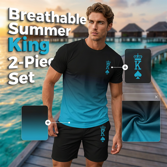 🔥While Supplies Last 40% OFF!🎉 Men's 3D Gradient T-Shirt and Shorts Set Casual Summer 2-Piece Outfit