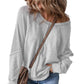 📢📢50% OFF !! Women's Waffle Knit Long Sleeve Top | Casual Round Neck & Loose Fit Pullover | Soft Wrinkle-Resistant Basic Tee for Office & Weekend