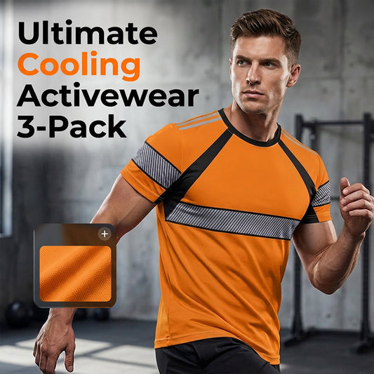 🔥Exclusive 50% OFF | Men's 3-Pack Cooling Activewear Shirts | Breathable Moisture-Wicking Gym Tops | Dynamic Contrast Short Sleeve T-Shirts for Running & Training