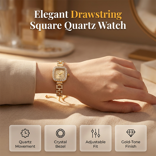 🎁New Arrival 50% OFF💥Women Drawstring Bracelet Watch Square Quartz